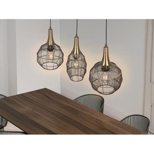 LED Balkenpendelleuchte Lampenschirme Draht über Esstisch 3-flammig, Breite 86cm