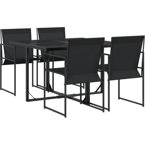 vidaXL Garten Essgruppe 5-TLG. Tisch 4 Stühle Schwarz Textilene