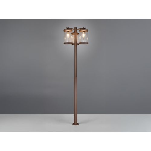 Landhausstil LED Straßenlaterne 3-flammig zur Gartenbeleuchtung, Rostoptik 240cm