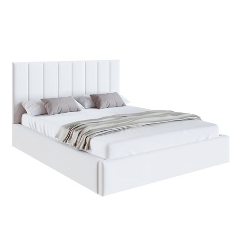 Bett KAJA 140x200 cm Polsterbett mit Lattenrost aus Metall Bettkasten Samt Trinity weiß
