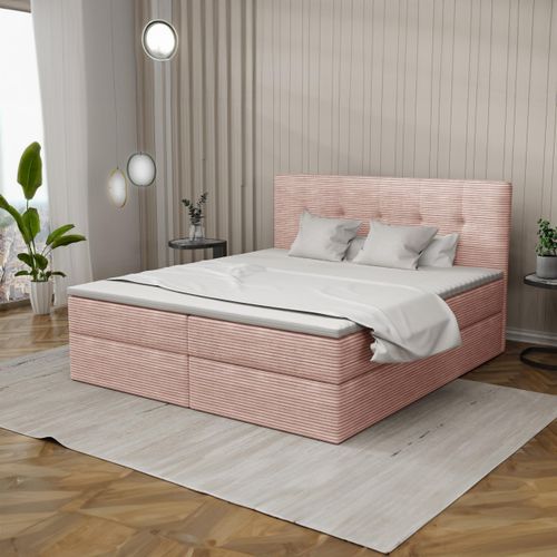 Boxspringbett 180x200cm mit Bettkasten - Bett mit Matratze und 2 Bettkästen - Schlafzimmerbett mit Topper - Bequem Doppelbett Holly Poso52