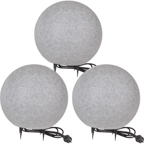Kugelleuchte Kugellampe Außenleuchte Gartenlampe Granit-Optik 3er Set 40-40-40cm