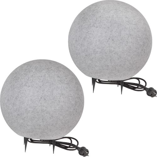 Kugelleuchte Kugellampe Gartenlampe Außenleuchte Granit-Optik 2er Set 40-40cm