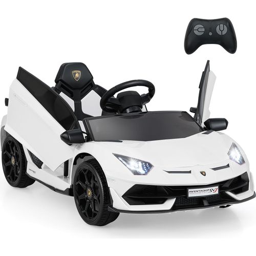 COSTWAY Elektroauto für Kinder 3+, Kinderfahrzeug mit 2,4G Fernbedienung, LED Scheinwerfer, MP3-Player & Hupe & Musik, Elektrofahrzeug 3-5km/h, Weiß
