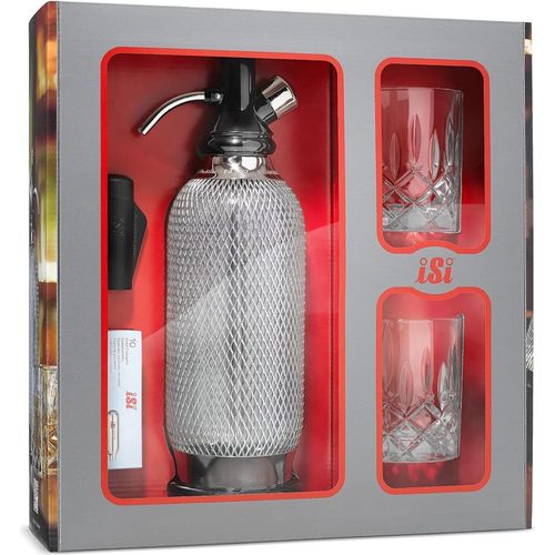 iSi Soda Soda Siphon 1,00L Sodamaker Classic Geschenkset incl. 2 Gläser 1061