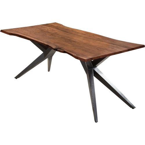 Esstisch Baumkante Akazie nussbaumfarben 300 x 100 cm Airloft-Metallgestell schwarz CONNI