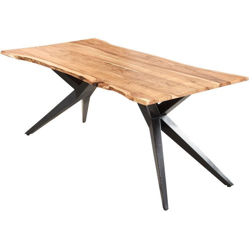 Esstisch Baumkante Akazie naturfarben 300 x 100 cm Airloft-Metallgestell schwarz CONNI
