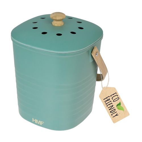 HMF 3780 Nachhaltiger Biomülleimer Küche, Geruchsdichter Komposteimer mit Deckel, 6 Liter, Grün