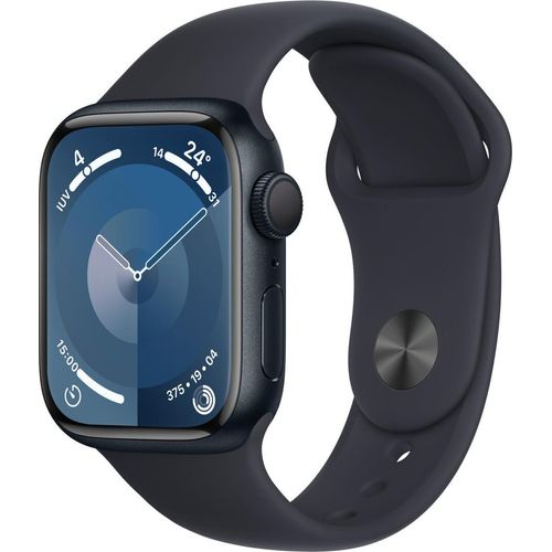 Apple Watch Series 9 GPS 41mm Aluminium mit schwarzem Sportband M/L