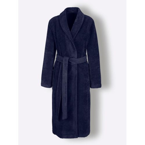 Bademantel SELECTED HOMME Gr. 48, blau (marine), 48/50, Baumwolle, Hausmäntel