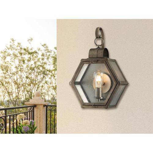 Außenwandleuchten Außenbeleuchtung Hauswand, Große Hexagon Lampen Bronze Balkon
