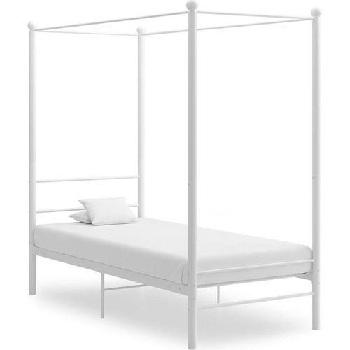 The Living Store Himmelbett Weiß Metall 90x200 cm