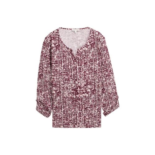 TOM TAILOR Damen Henley Blusenshirt mit Muster, rot, Gemustert, Gr. L