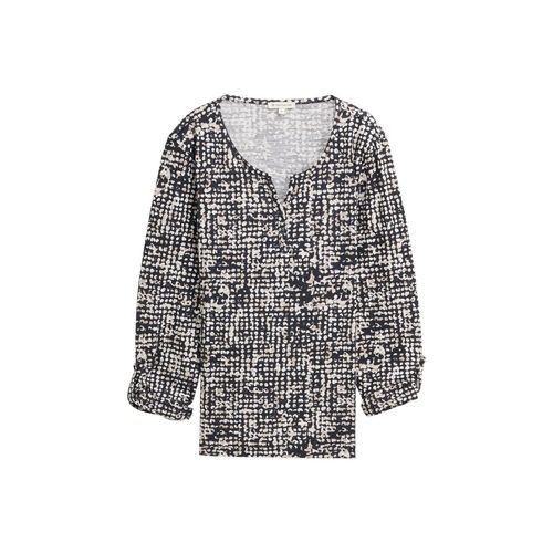 TOM TAILOR Damen Henley Blusenshirt mit Muster, blau, Gemustert, Gr. M Image