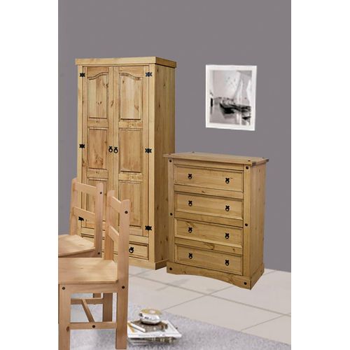 Kleiderschrank HOME AFFAIRE, beige (natur, schwarz), B:102cm H:205cm T:56cm, Massivholz, Metall, Schränke, Holzoberfläche honigfarbend gewachst