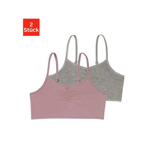 Bustier BUFFALO, Mädchen, Gr. 182, N-Gr, lila (mauve, grau, meliert), Jersey, Obermaterial: 92% Baumwolle, 8% Elasthan (LYCRA), unifarben, Basic, körpernah, BHs, mit verstellbaren Trägern