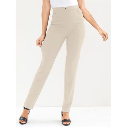 Stretch-Hose CLASSIC BASICS, Damen, Gr. 19, Kurzgrößen, beige (sand), 72% Viskose, 25% Polyamid, 3% Elasthan, unifarben, lang, Hosen