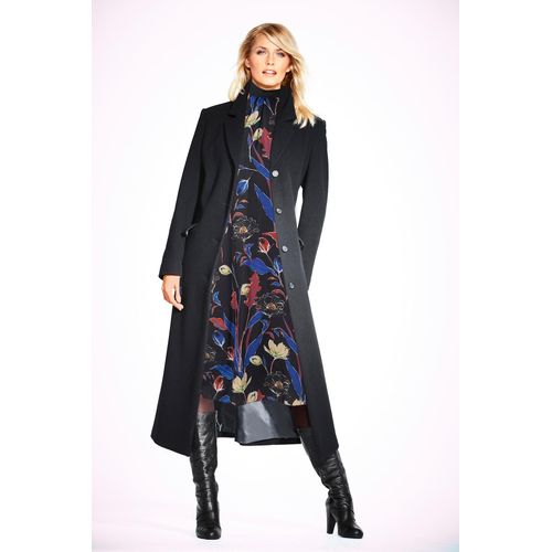 Wollmantel HEINE, Damen, Gr. 46, schwarz, 80% Wolle, 20% Polyamid, unifarben, unifarben mit Farbeinsatz, unifarben mit Farbeinsätzen, modisch, Mäntel