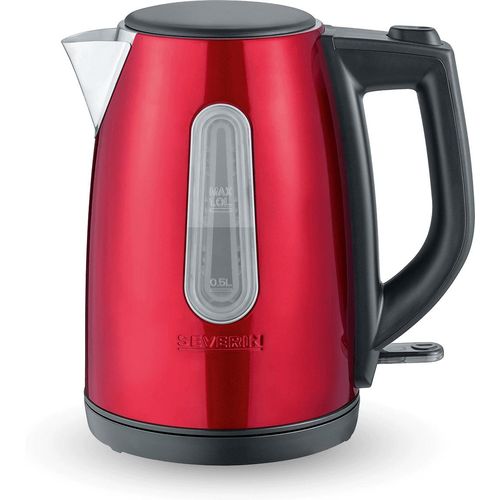 Wasserkocher rot SEVERIN WK 3417 1 L 2200 W Kalkfilter abwaschbar WK 3417 aus Edelstahl, metallicrotschwarz Wasserkocher Wasserkocher Mit Temperatureinstellung Wasserkocher Edelstahl Wasserkocher Glas