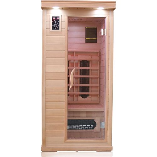 Dewello Infrarotkabine Infrarotsauna WINDSOR 90cm x 90cm inkl. Keramikstrahler, Bodenstrahler und Zubehör