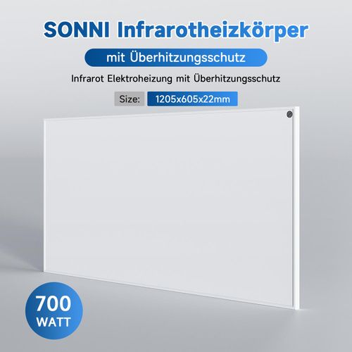 SONNI Infrarotheizung 1205x605 infrarotheizungen Heizkörper elektrisch Infrarot Heizpaneel 700W Weiß Wandheizung heizkörperthermostat smart home energiesparend