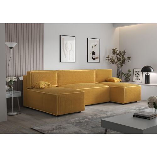 Ecksofa Alvito U, Farbe: Honiggelb, Material: Kord, B: 290 cm, H: 85 cm