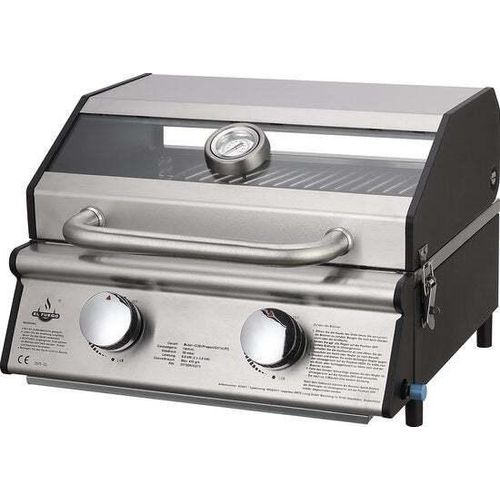 El Fuego El Fuego Jesolo Tisch-Gasgrill - Tragbarer Grill - Campinggrill - Edelstahl - Mit Sichtfenster - Inklusive Gasschlauch