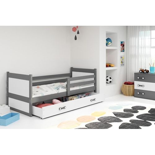 Kinderbett mit Stauraum mit Matratze 80x190 FERGUS – Graphit / Rosa