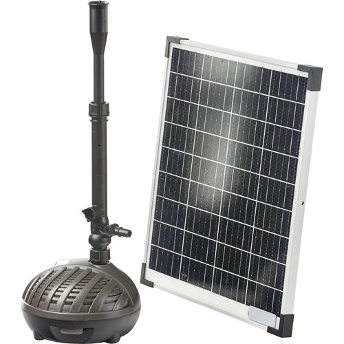 Teichpumpenset HEISSNER Solarpumpen Set Hybrid bis zu 1000 l/h mit Wasserspiel , mit externem Solarmodul 5 m Anschlusskabel inkl Netzteil zum Anschluss an Stromnetz