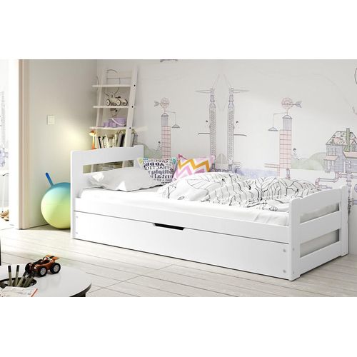Kinderbett mit Stauraum ohne Matratze 90x200 LYDIE – Weiß