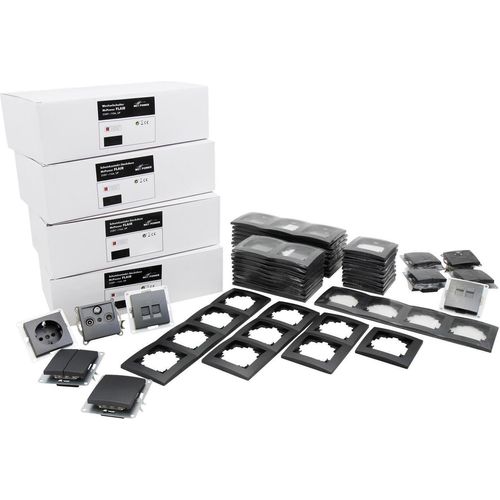 Schalter und Steckdosen Set McPower Flair ''Megaset'' 100-teilig, anthrazit