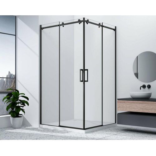 DRAGON BLACK Rechteckige Duschkabine 800x900mm L/R Variante,Eckeinstieg