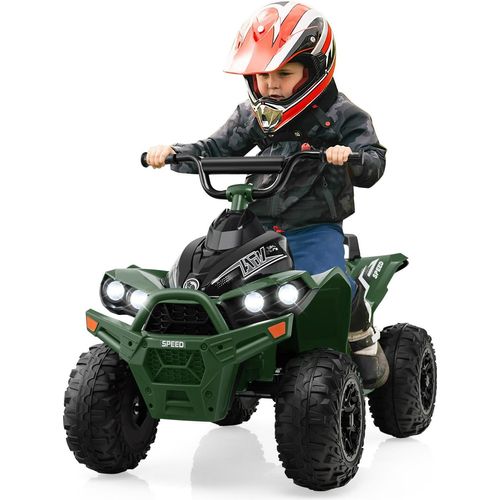 DREAMADE Kinder Elektro-ATV, batteriebetriebenes Fahrzeug mit 12V, LED-Lichtern, 2 Geschwindigkeiten, Hupe, Musik, breitem Sitz, ab 3 Jahren, Grün