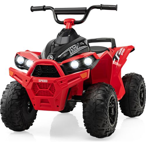 DREAMADE Kinder Elektro-ATV, batteriebetriebenes Fahrzeug mit LED-Lichtern, 2 Geschwindigkeiten, Hupe, Musik, breitem Sitz, ab 3 Jahren, bis 35kg, Rot