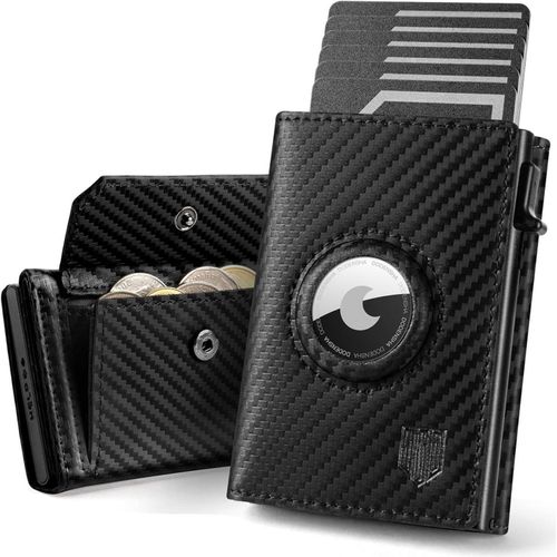 Airtag Wallet Herren XL Münzfach RFID Schutz Carbon Portmonee