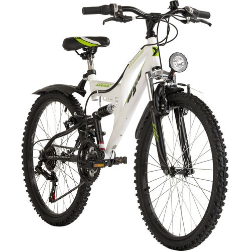 WYLD Kinder-Mountainbike Fully ATB 24'' Zodiac weiß-grün 18 Gänge RH 38 cm WYLD 305K