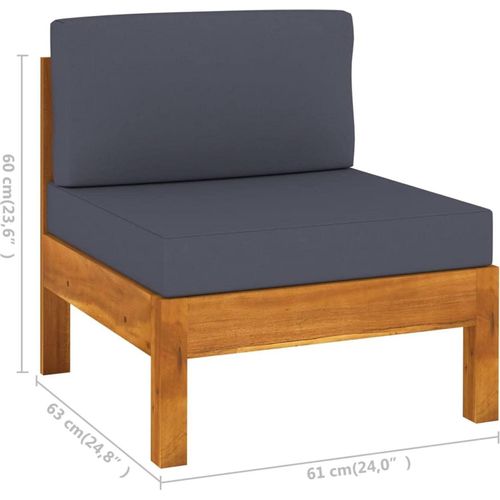 Gartenmöbel-Set Holz Ecksofa Outdoor Lounge Terrasse Balkon, Akazie dunkelgrau 8-tlg