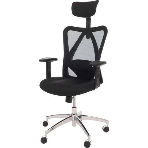 Bürostuhl HWC-O64, Schreibtischstuhl, ergonomisch, verstellbare Lordosenstütze Armlehne schwarz