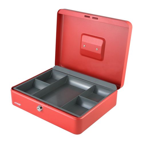 HMF 10130-03 Geldkassette mit Münzeinsatz, 30 x 24 x 9 cm, Rot