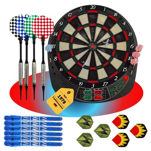 Best Sporting Dartscheibe elektronisch Coventry I Dartscheibe elektronisch mit LED-Anzeigen I E-Dartscheibe mit 12 Dartpfeilen & Ersatzspitzen I hochwertiger Dartautomat für 16 Spieler