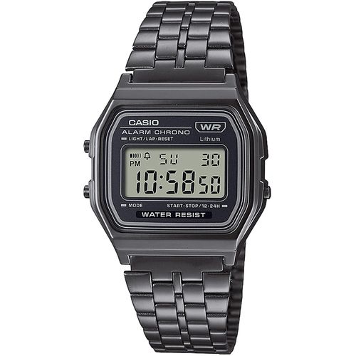 Chronograph CASIO VINTAGE, schwarz (schwarz, schwarz), Armbanduhren, Damen, Quarzuhr, Armbanduhr, Damenuhr, Herrenuhr, Digitaluhr,Edelstahlarmband
