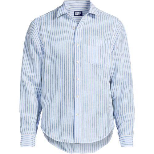 Leinenhemd mit langen Ärmeln, Herren,  Blau, Leinen, by Lands' End