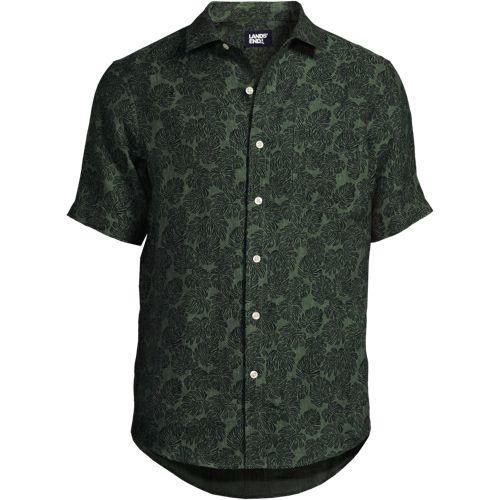 Leinenhemd mit kurzen Ärmeln, Classic Fit, Herren,  Grün, Leinen, by Lands' End