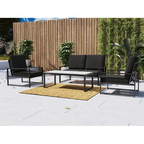 MIRJAN24 Garten-Set Ardeno Soft 2+1+1, Festkörper aus Metall, Couchtisch, Sofa, Terrasse (Anthrazit 7016 + Garden 2851)