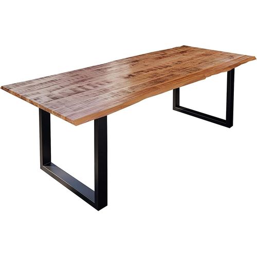 Esstisch Baumkante Massiv Mango naturfarben 260 x 100 schwarz U-Gestell DORA