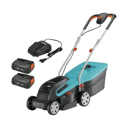 Akku Rasenmäher GARDENA PowerMax 32/36V + (Power for All) inkl. 2 Akkus 18V und Ladegerät