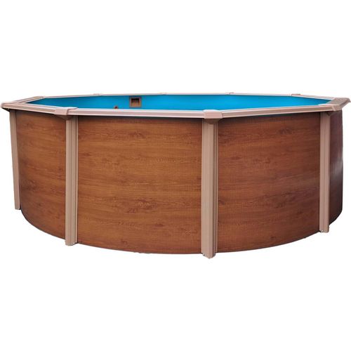 Stahlwandpool rund Classic 360x120 cm, Stahl 0,45 mm Holzoptik, Folie 0,3 mm blau, overlap