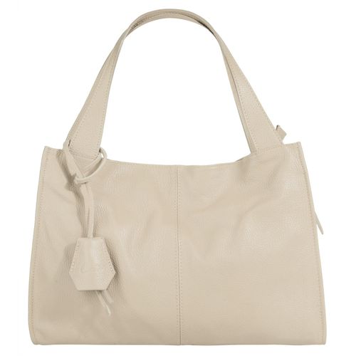 Shopper CLUTY, Damen, Gr. B/H/T: 40cm x 28cm x 11cm onesize, beige, Leder, leicht glänzend, unifarben, Taschen, echt Leder, Made in Italy