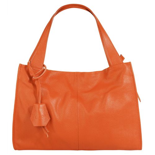 Shopper CLUTY, Damen, Gr. B/H/T: 40cm x 28cm x 11cm onesize, orange, Leder, leicht glänzend, unifarben, Taschen, echt Leder, Made in Italy