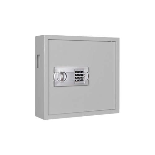 Schlüsselschrank SLE 80, für die Wandmontage, 80 Haken, mit Einwurfschlitz, Türanschlag rechts, Elektronikschloss mit Batterien, inkl. Verankerungsmaterial, B 460 x T 130 x H 430 mm, Stahlblech, lichtgrau RAL 7035